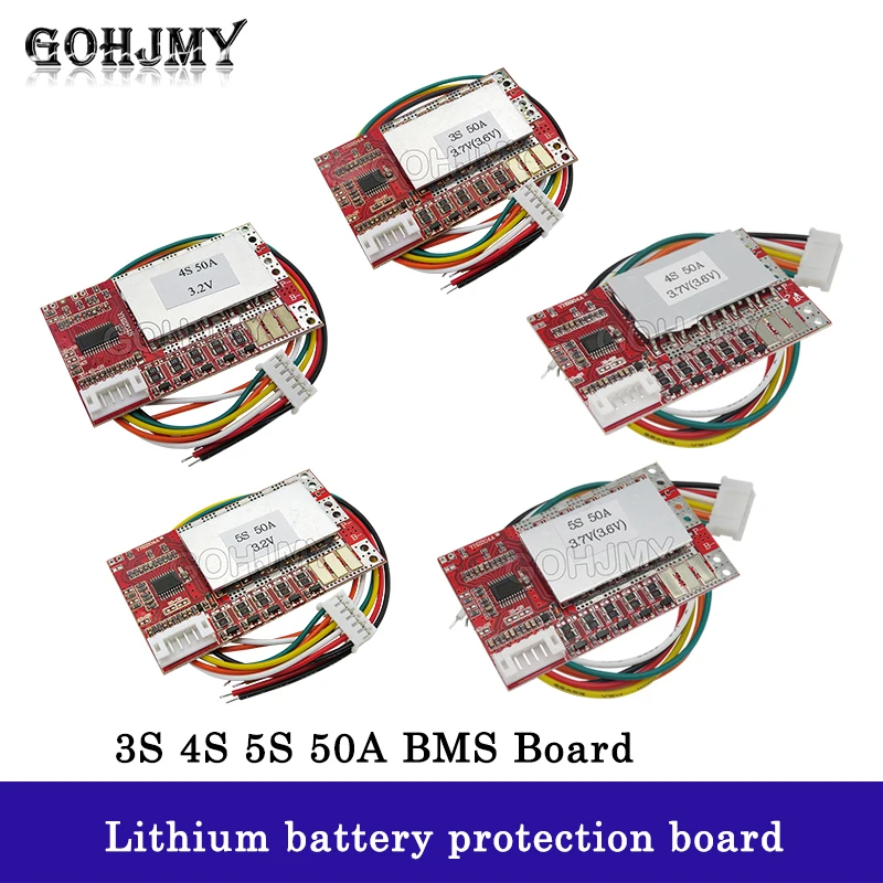 3S 4S 5S 50A BMS Board/55A 3,7 V Rok ochrany lítium batérií/3,2 V železný fosforečnan/LIFEPO4 BATICKÁ BACK BACK S BATTER