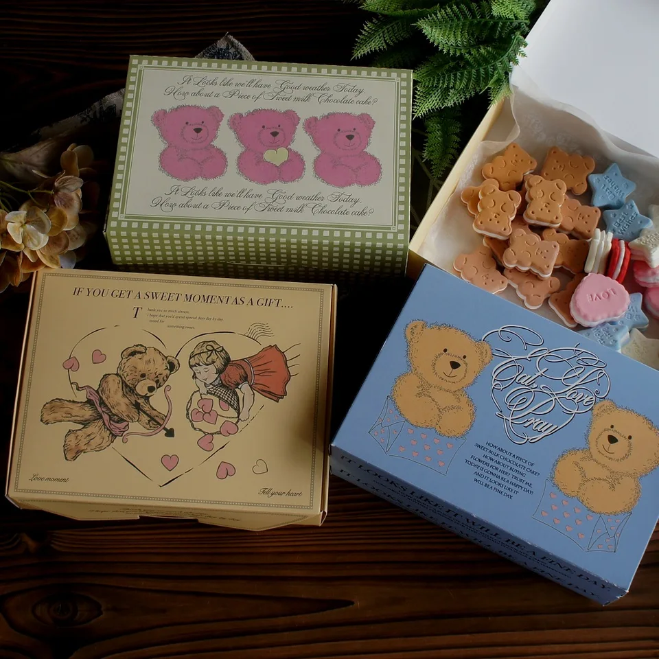 3Size Vyberte 10ks hračkársky dizajn papierovej krabičky Cookie Cookie Chocolate Sandle Party Diy Gift Balenie