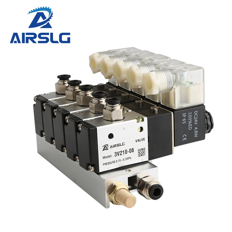 3V110-06-NC Normálne zatvára blok elektromagnetického solenoidového ventilu s tlmičovým zariadením DC12V 24V AC 110V 220V 3 port