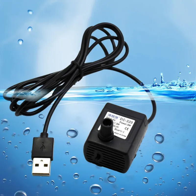 3W 500 l/h Mini USB Vodné čerpadlo DC 5V USB Mikro ponorné čerpadlá Pet Water DispenSer pre bazén Fontain Rockery Filter Pumber