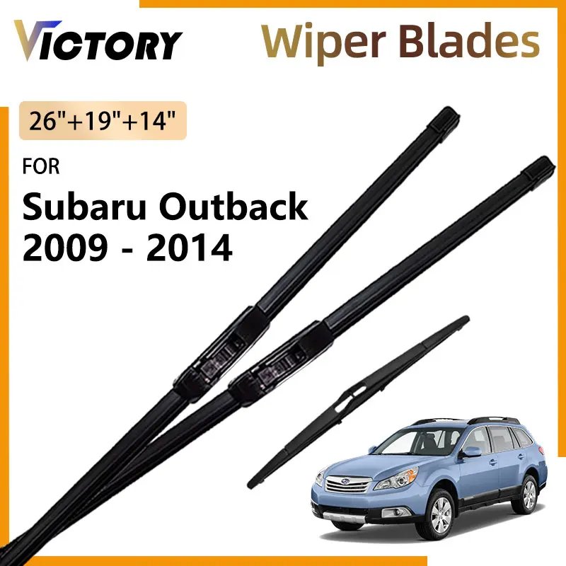 3x čepele predného zadného stierača nastavené na Subaru Outback BR ​​BM 2009 - 2014 2011 2011 Príslušenstvo Kefy Činné sklo 26 