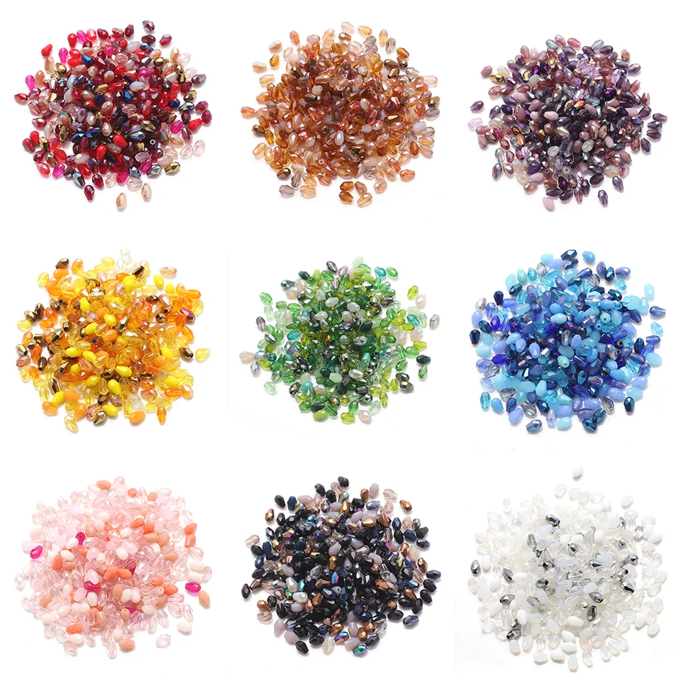 3x5/4x6/6x8 mm zmiešané farebné farebné kryštálové sklenené korálky Popaľové korálky Hruška Tvar voľného remeslá pre šperky výroby domácich majstrov
