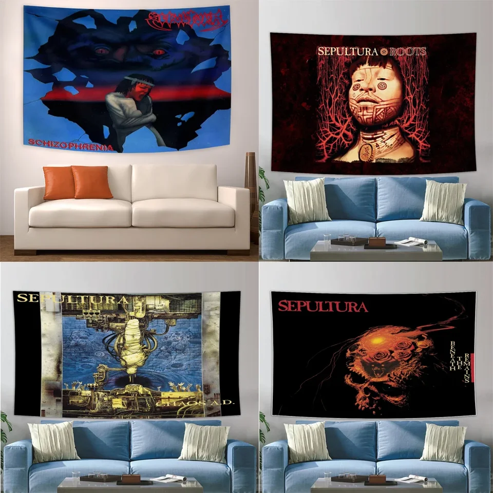 3x5 ft S-Sepulturas Heavy Rock Band Flag Polyester Digital Printing Banner pre stenu spálne umenie von