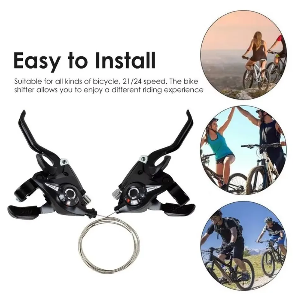 3x7 21 Speed ​​Bicycle Brzdí páky radiča s indikátorom ozubeného kolesa V Brzdový kábel prevodovky Universal Bike Rover Farka