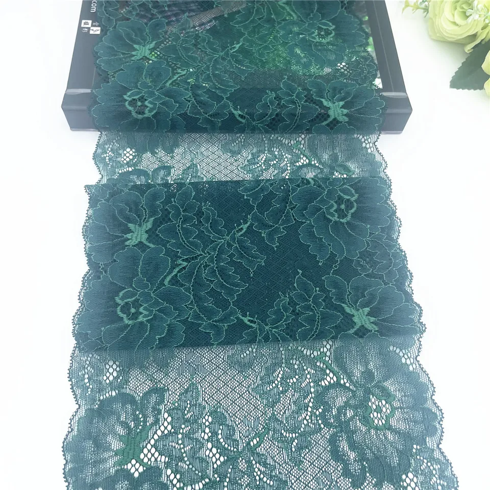 3y/šírka šírky 8 1/4 palca 21 cm lesné zelené elastické čipkové lemovanie Šijacie remeselné remeselníky DIY