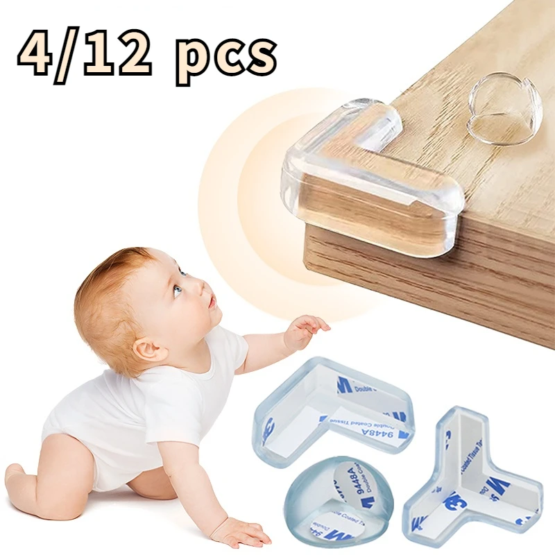 4/16 PCS detská bezpečnostná bezpečnosť Silikónový ochranný stôl Soft Soft Transparent Deti Anti Collision Table Rohový kryt Ochrana Ochrana