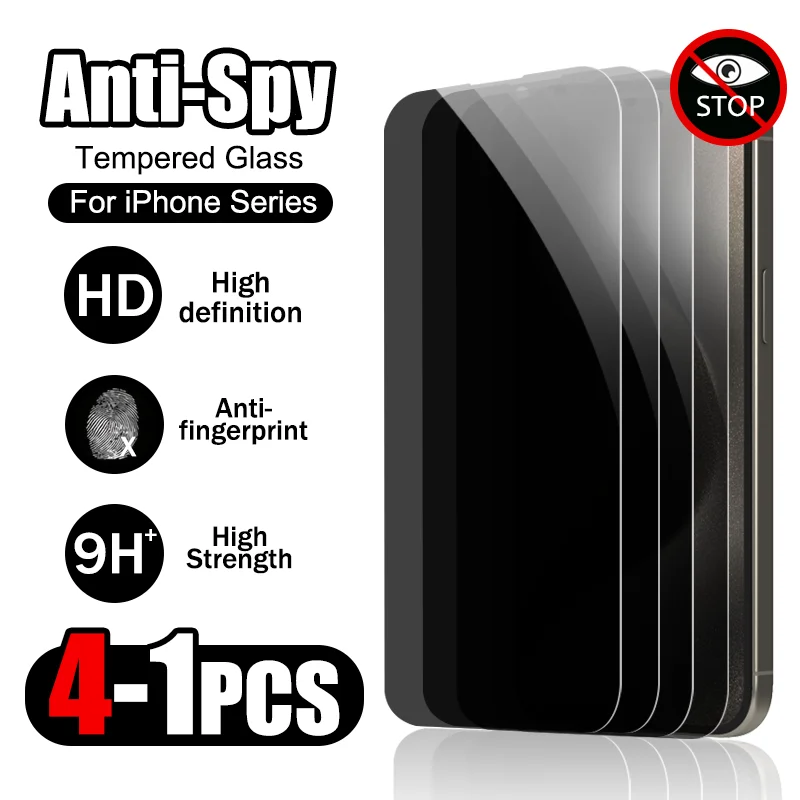 4-1pcs ochrana súkromia temperovaného skleneného filmu pre Apple iPhone 15 13 14 12 11 Pro Max Mini Plus Anti Spy Screen Chránič 6 7 8 xs xr HD