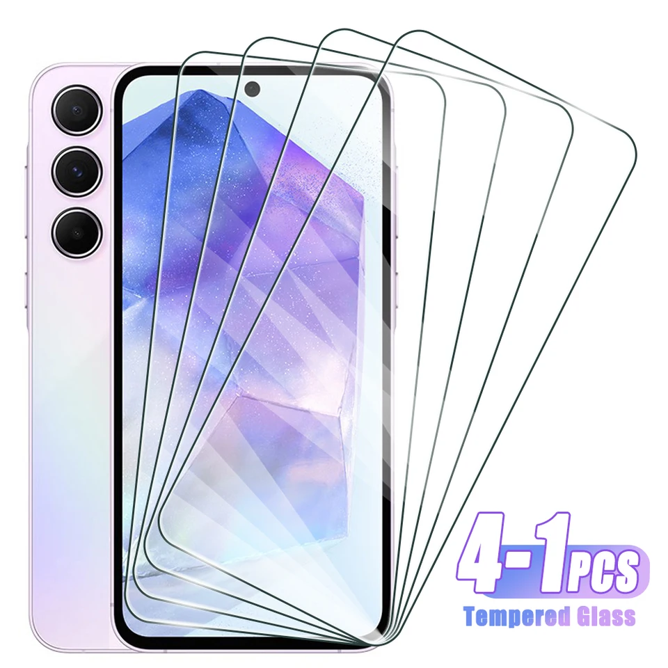 4-1pcs temperované sklo pre Samsung Galaxy A55 A35 A25 A15 A05 4G 5G 5G chránič obrazovky Samsung A54 A34 A24 A14 A04