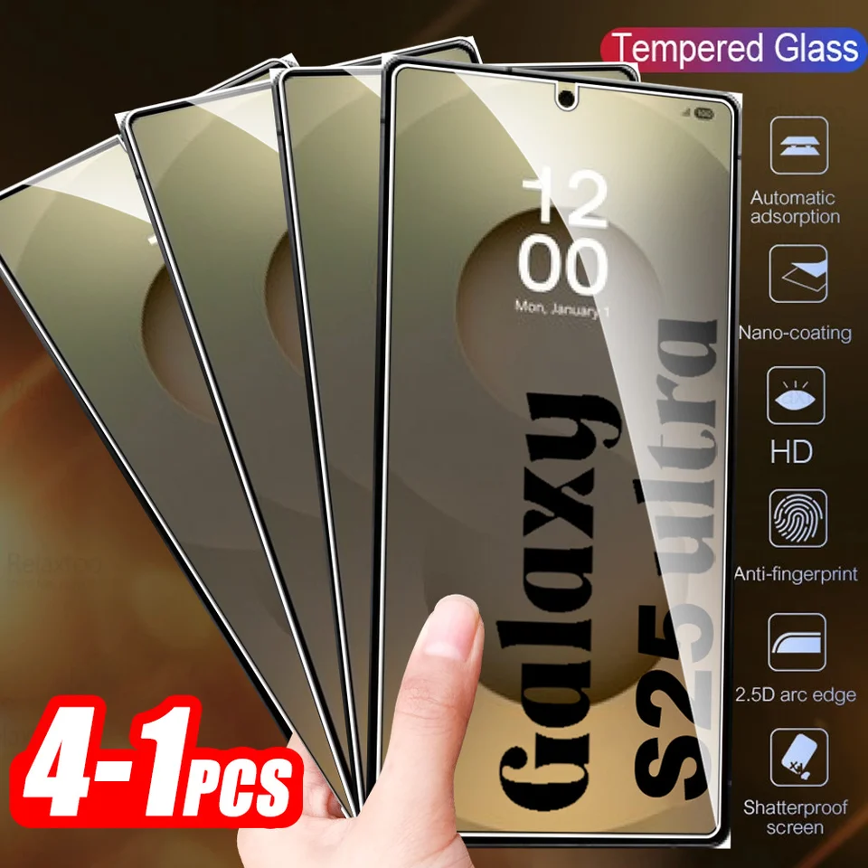 4-1pcs temperované sklo pre Samsung Galaxy S25 Ultra Screen Protector Samung S 25 Plus S25 S24 S24Plus S25ultra 5G Protect Film