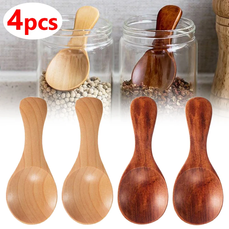 4/2/11ks Mini drevené lyžice kuchynské korenie korenie Spoon kávový cukor čajové lyžičky deti Krátka rukoväť drevené lopatky Domovodný riad