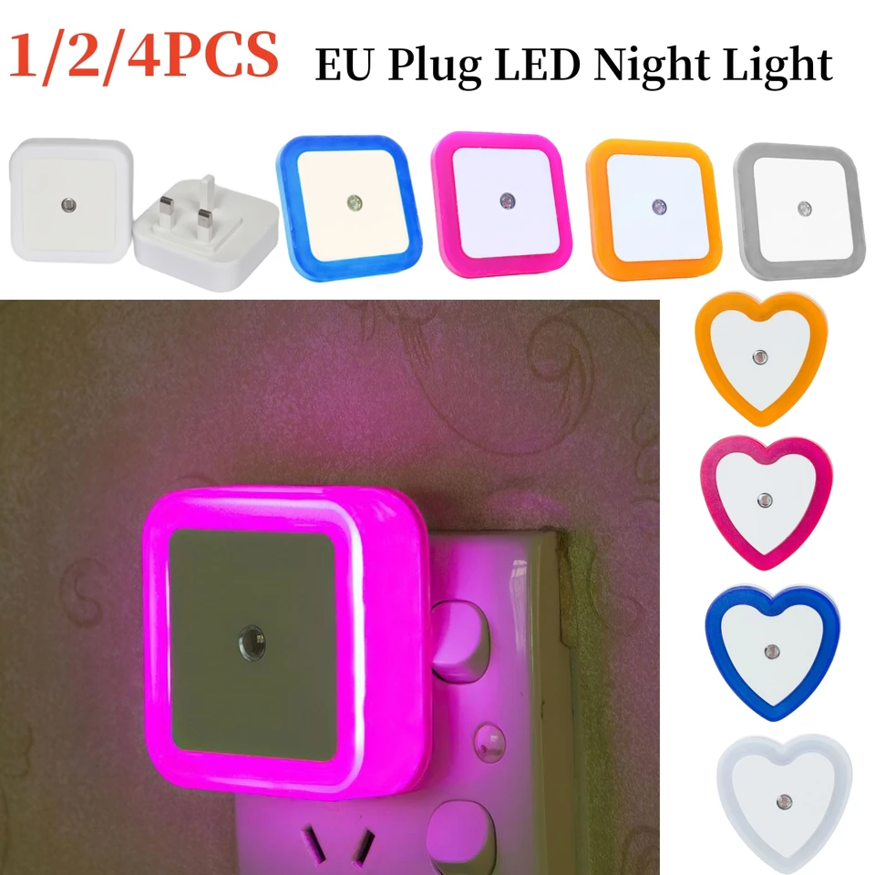4/2/11ks nočné svetlo Mini svetlo senzor ovládanie 110-240V EU Plug Nightlight Lamp pre deti osvetlenie obývacej izby Spálňa