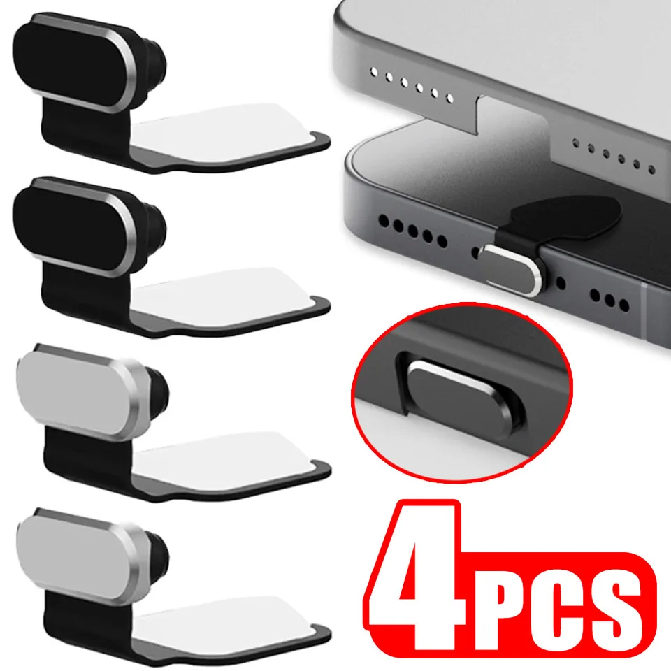 4/2/1ks USB C kovové zástrčky pre iPhone 16 Pro 15 Samsung Android Universal Type C Nabíjacie porty Caps Caps Dustplugs