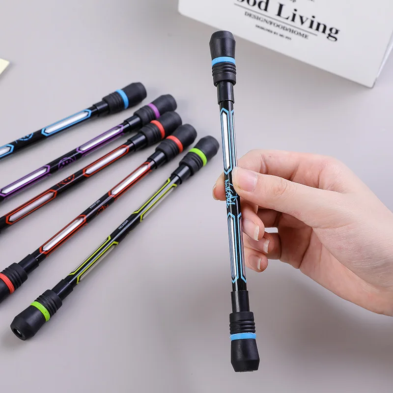 4/2ks kreatívne spinningové pero ručné spinner hračky Dospelé deti Zbavte Rotujúce rotujúce písanie proti sklzu Peny 0,5 mm študent stacionárne
