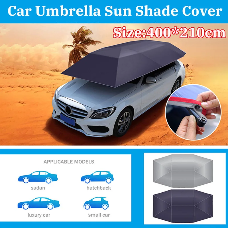 4,2x2.1m Prenosný vonkajší automobil Stan Stan Dashrell Cover Strešné krytie UV kryt automobilu Dáždnik Slnko slnečný odtieň
