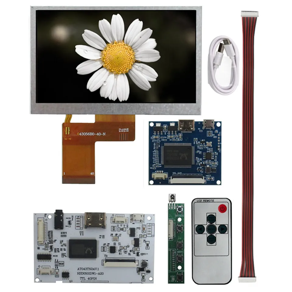 4,3 palca 480*272 LCD Displej obrazovky Univerzálne ovládač ovládača DIY Raspberry PI PC Prenosný monitor