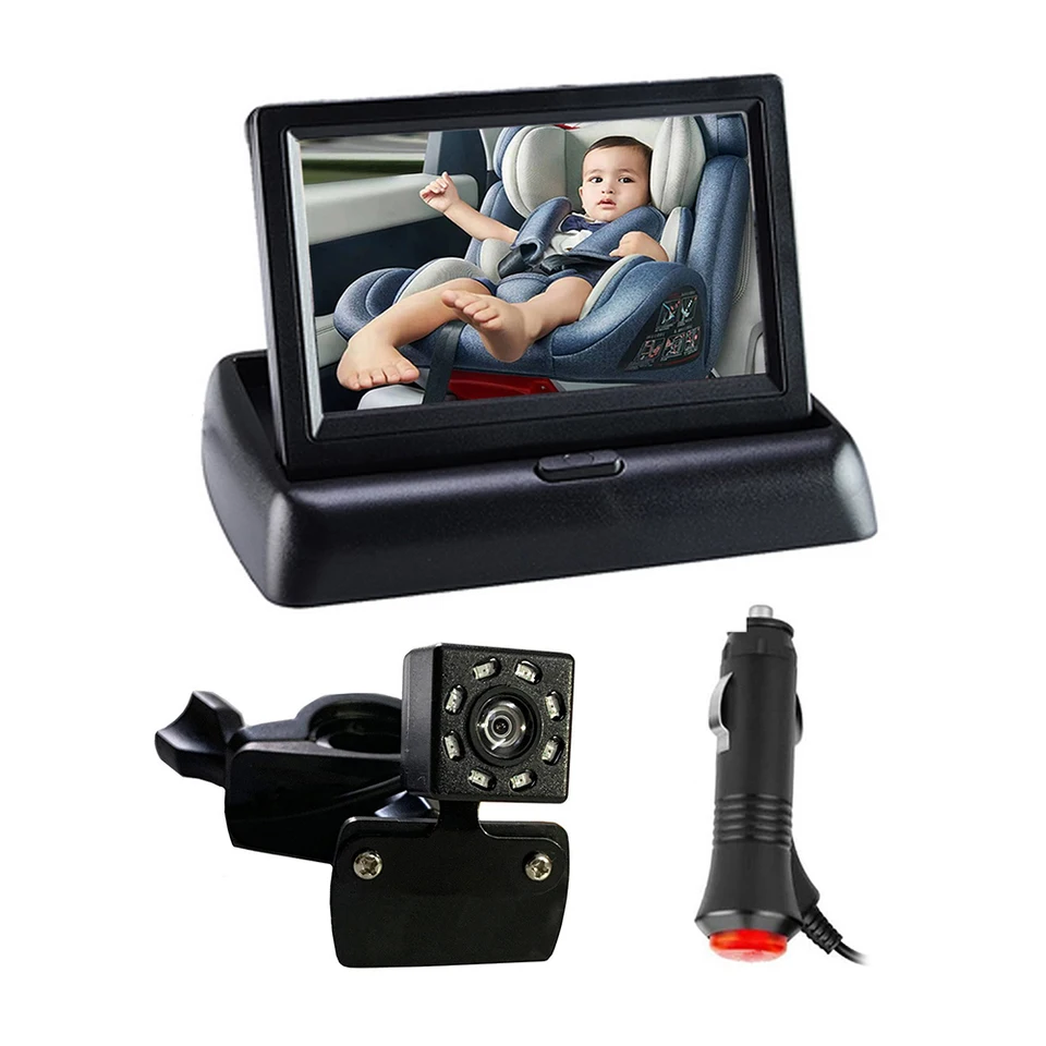 4,3 palca HD bezpečnostné autosedačky zrkadlové zrkadlo Skladacia sklopná obrazovka 8led IR nočné videnie zadného sedadla detského auta Monitor Monitor Monitor
