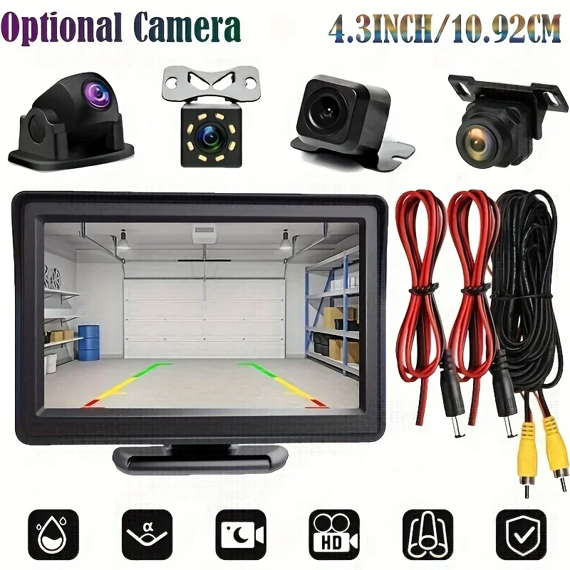 4,3 -palcový monitor záložný fotoaparát Camera Zadné zobrazenie fotoaparátu HD Displej s plným nastaveným parkovacím reverzným systémom pre pickup van rv camper