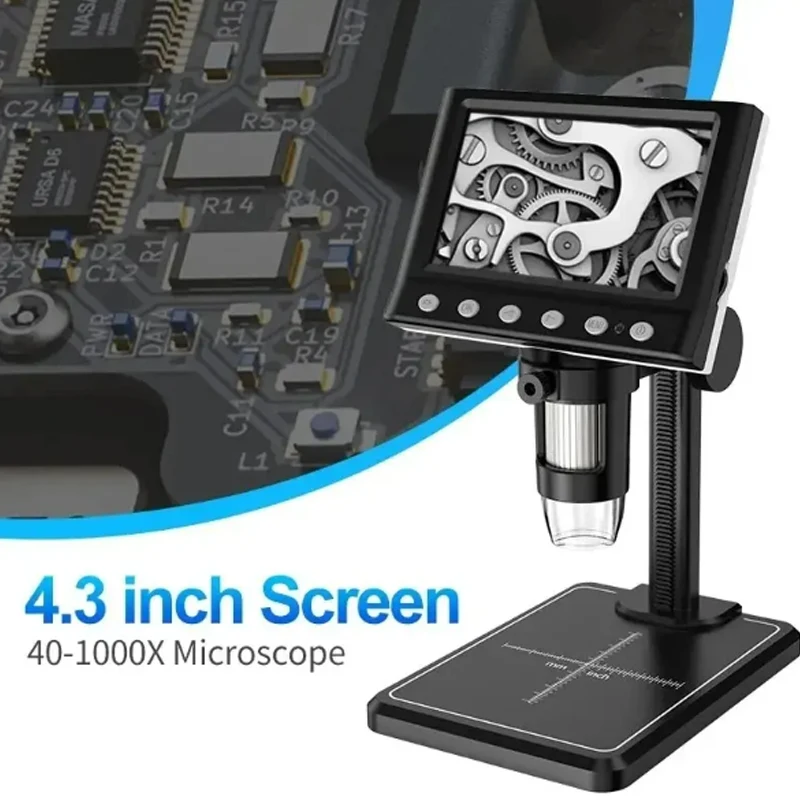 4.3 V LCD digitálnom mikroskope 40-1000X Spájkovací mikroskop pre chyby MOŽNOSTI USB MIKRO MIKROSKOP S 8 LED VYSOKÝM SKDOLOM