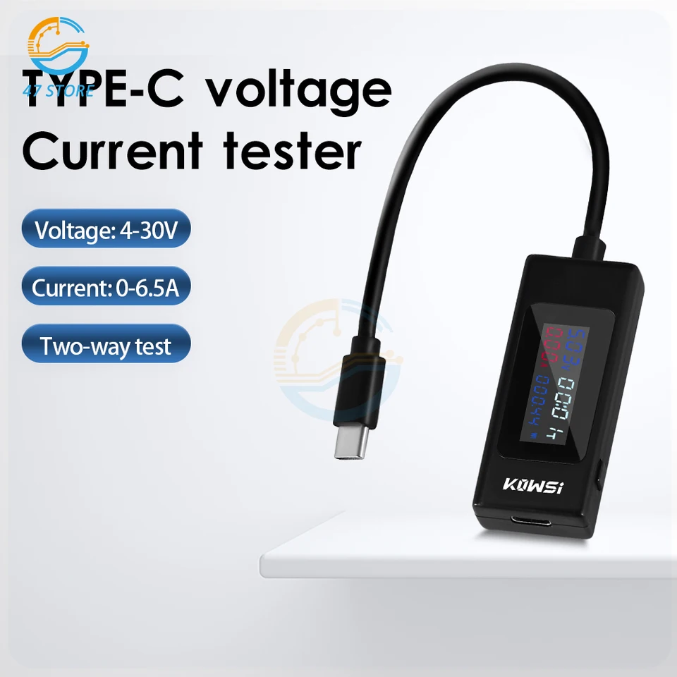 4-30V Týter Tester Farebná obrazovka Digitálna LCD displej prúdu a napätia tester nabíjačku napájací bankový tester obojsmerný tester