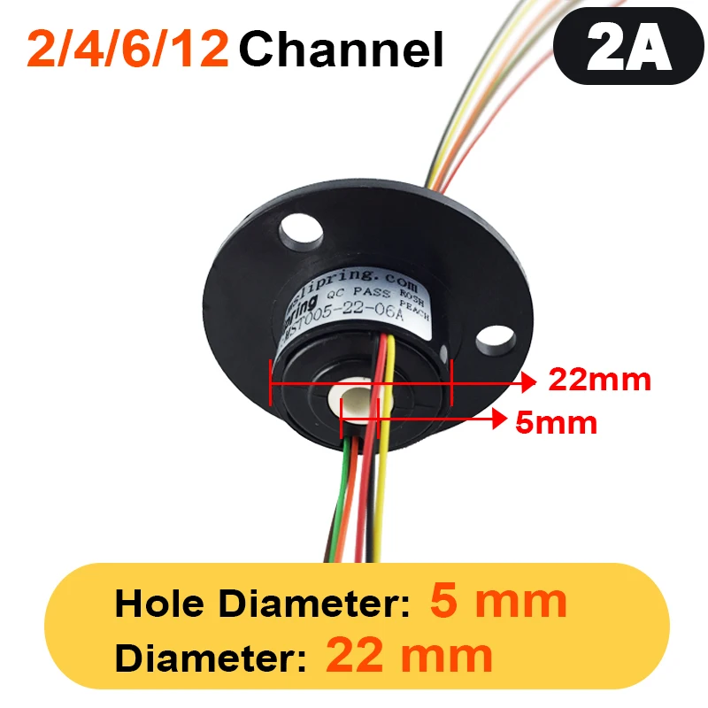 4/4/6/12 kanály 2A konektor rotácie dutého hriadeľa s klzkým prsteňom s krúžkami s priemerom 5 mm pre krúžky na gimbal/ruka