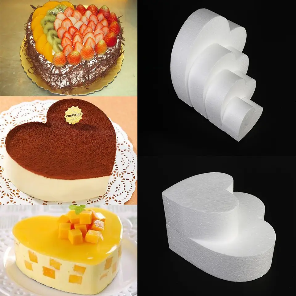 4/6/8/8/10 palca v tvare srdca Cake Penová pleseň Polystyrén polystyrénom prax Model Party DIY kvetinové dekorácie Svadobné dekorácie