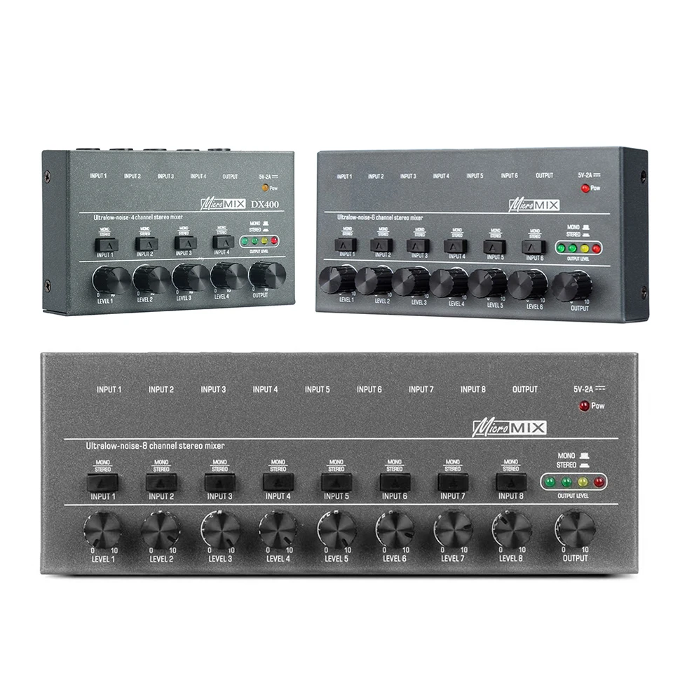4/6/8 kanály Mini zvukový mixér ľahká prevádzka typu C 5V 2A Stereo Audio Mixer Keyboards Mixer Ideálne pre malé kluby a bary