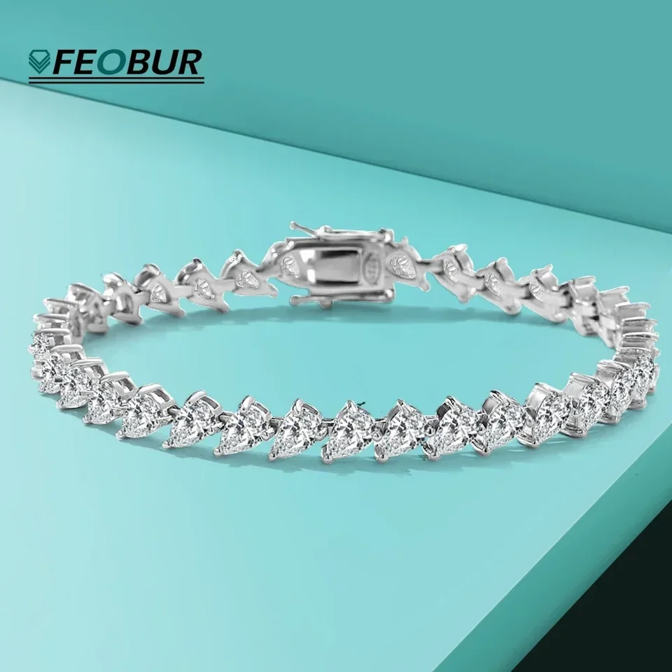 4*6 mm 0,5ct hruška Cut Moissanite Tennis náramky s certifikátom 925 Sterling Silver Women Lab Diamond Náramok Svadobné šperky