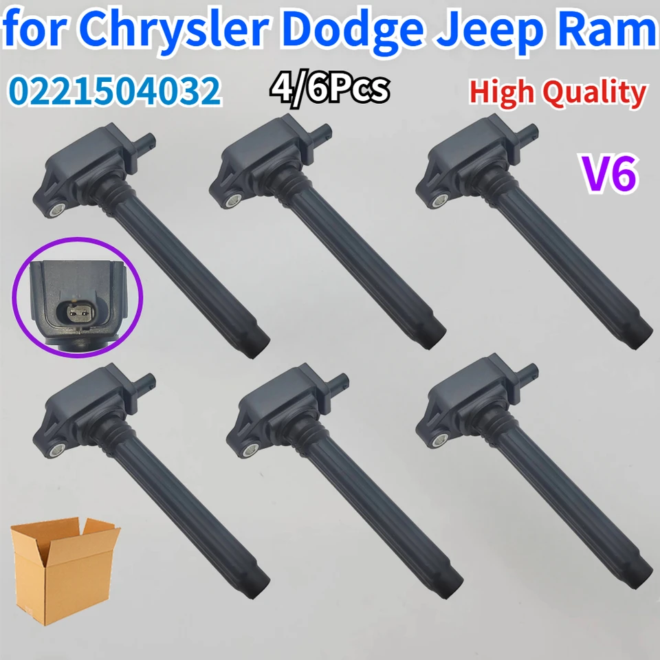 4/6pcs UF648 021504032 05149168AI 5149168Ai 05149168AD pre Chrysler Dodge Jeep Ram V6 Ignition Coil Coil 5149168AD 05149168AH
