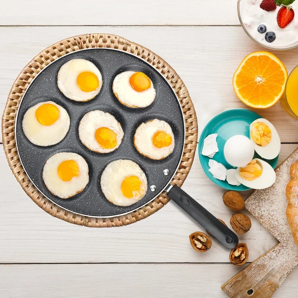 4/7 šálok palacinky Prany Pans Pans Raňajky vaječnú panvicu Odolné nelepivé panvové diery varenie vajec šunka Pans Pancak Maker PAN