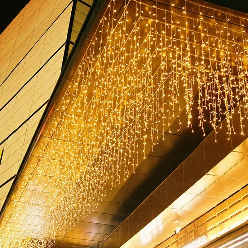4,8 m kvapky 0,4-0,6 m 96 LED vianočné svetlá vianočné svetlá Girland Curtain String Light Garden Street Outdoor Party Svadobné dekoratívne
