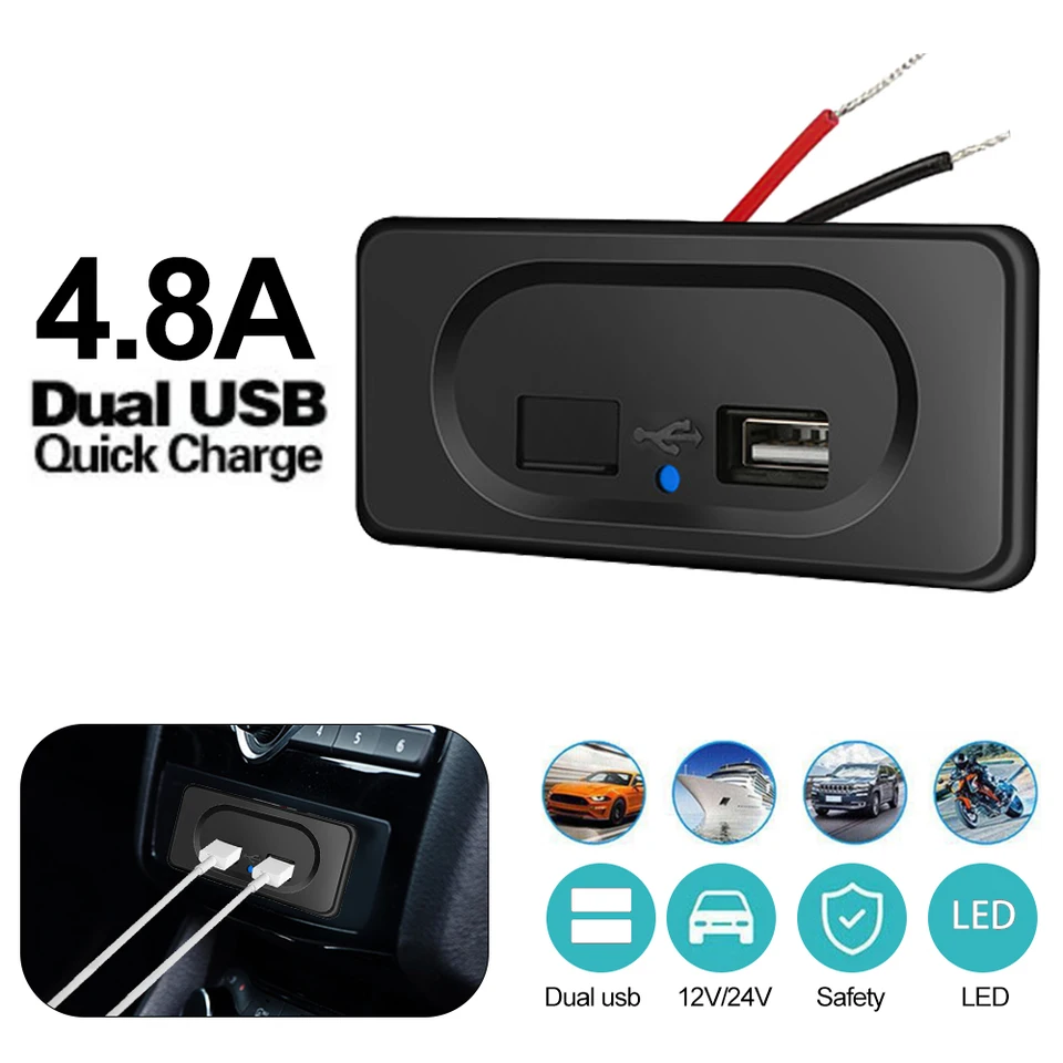 4.8a Dual USB Ports Car nabíjačku nabíjačku 12V/24 V nabíjačka USB s LED pre nákladné auto Camper Caravan Accessories
