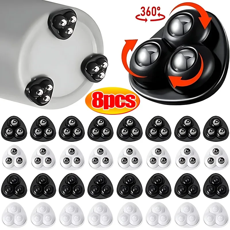 4/8ks Mini samolepiace kolesá kolieska Univerzálna nehrdzavejúca oceľ otočné koleso 360 ° rotácia kladky pre odpadky z nábytku