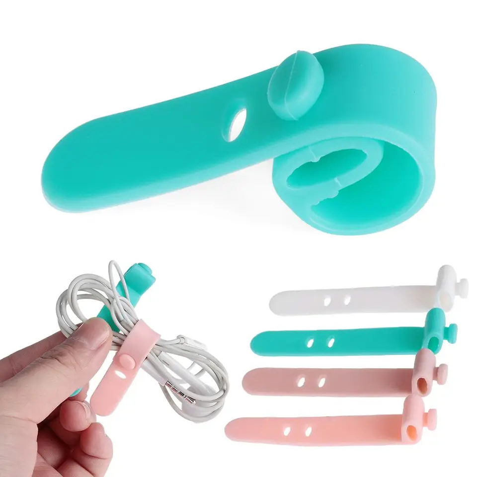 4/8ks Silikónové slúchadlá káblových káblových popruhov Soft Soft Usb káblové kravaty Ukladací držiak organizátor Organizátor slúchadiel slúchadlá