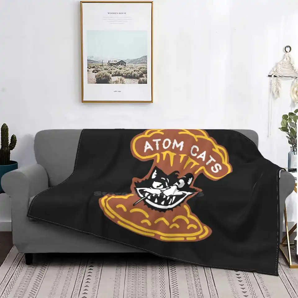 4 atómové mačky s nálepkou na košeľu Nový predaj vlastnej tlače Flanel Soft Deka 4 Štyri ATOM CATS