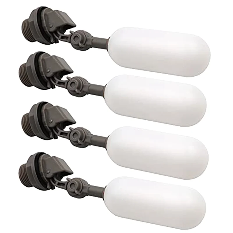 4 balenie 3/4 palcového plavákového ventilu s nastaviteľným ramenom plastový vodný filter plavákový ventil pre bazén nádrže na vodu