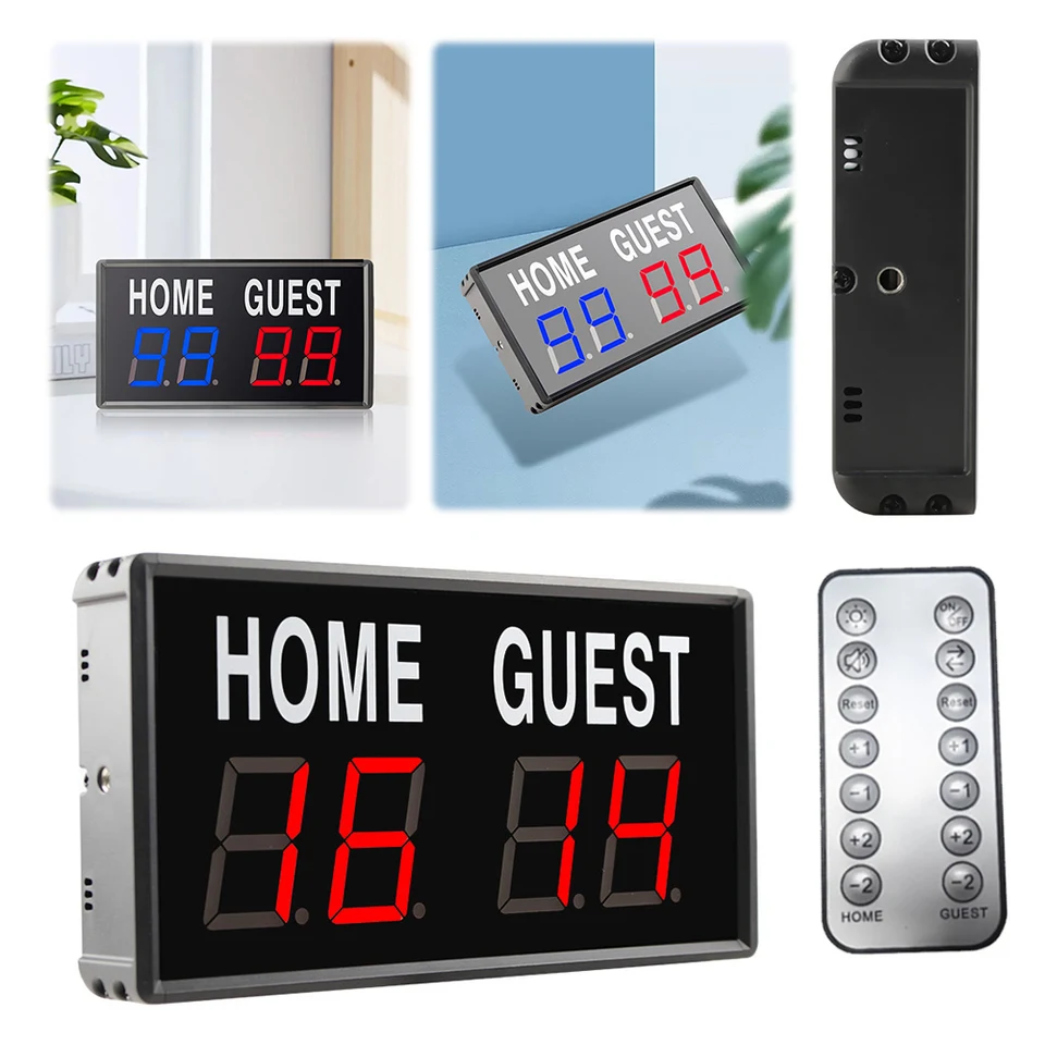 4-ciferná LED elektronická hodnotiaca tabuľa skóre skóre s diaľkovým diaľkom pre basketbal ping pongový stolný tenis pre tenisové skóre brankár