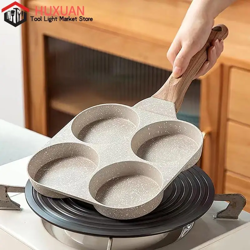4-dierové vaječné panvica Zhrubnuté nelepivé palacinky panvice 4-cups riad s vaňou Panva