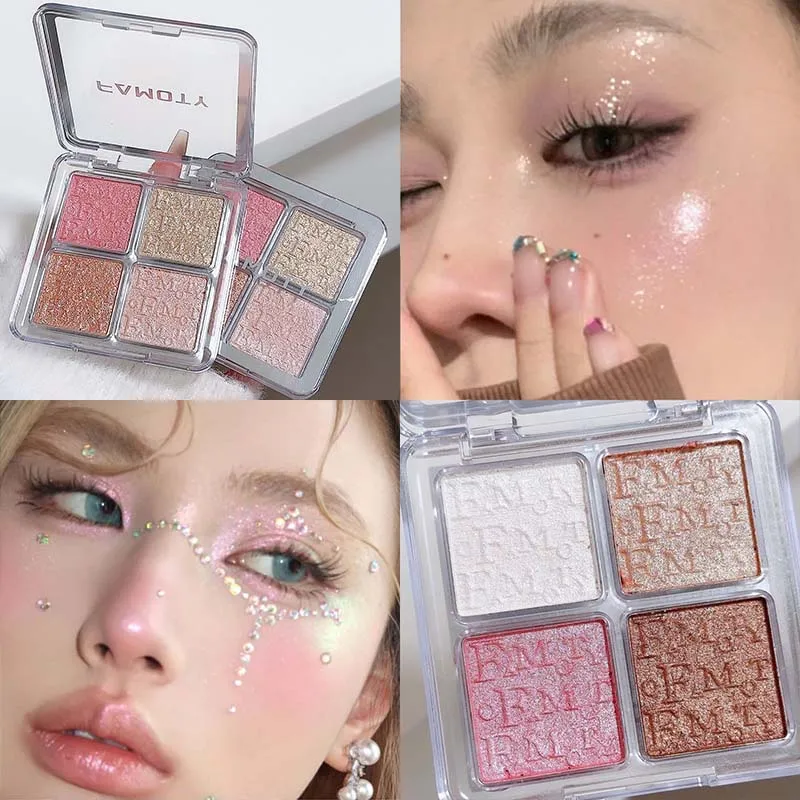 4 farby Diamondový zvýrazňovací prášok Paleta trblieta