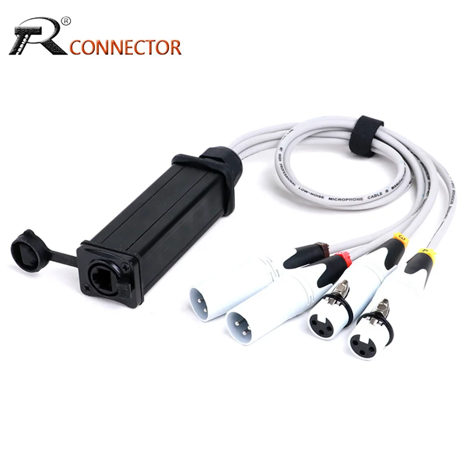 4 kanálový kábel 3pin xlr 2 muž+2 samíc až RJ45 CAT5 Ethernet Extender pre živé pódium, osvetlenie, zvukové nahrávacie štúdio