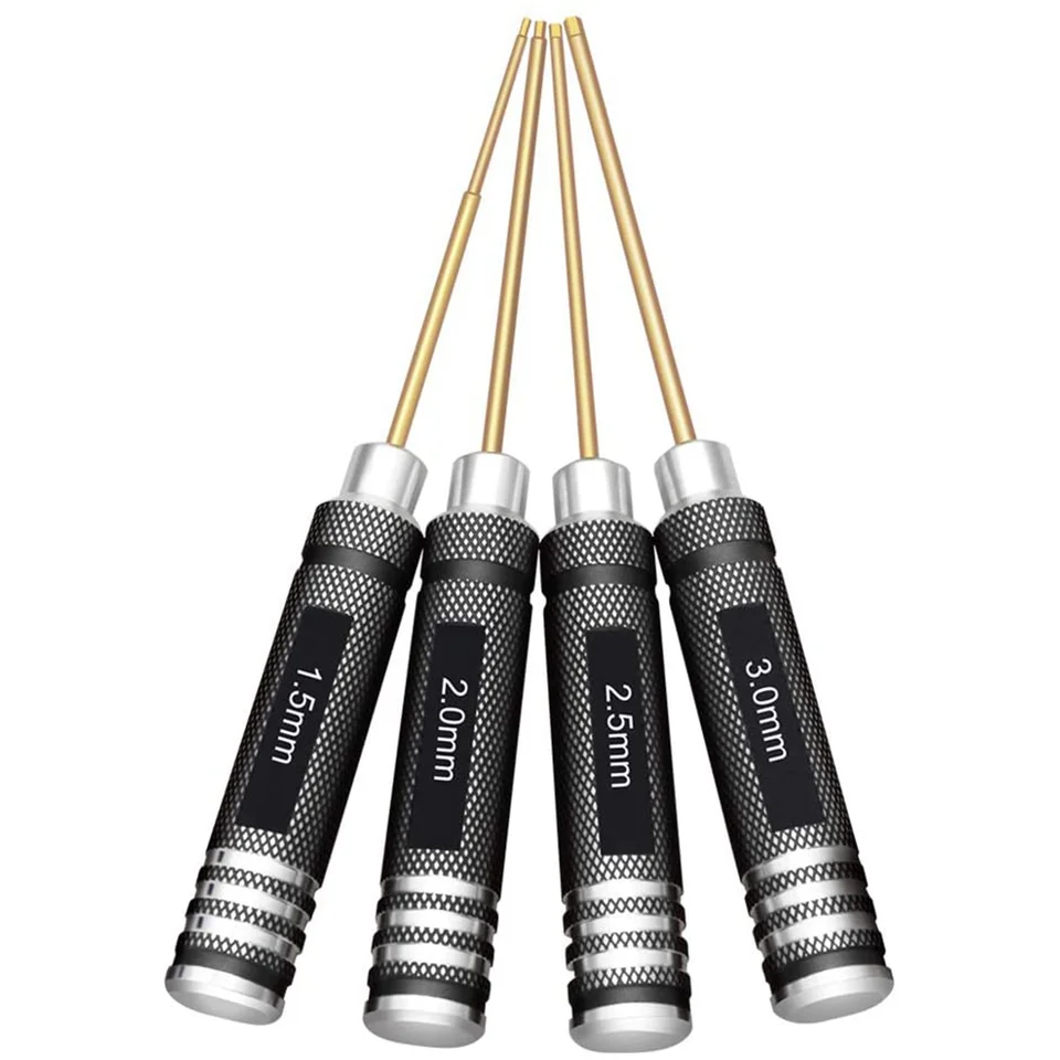 4 ks 1,5 / 2,0 / 2,5 / 3,0 mm hex hex skrutkovač set titánový hexový kľúč súprav