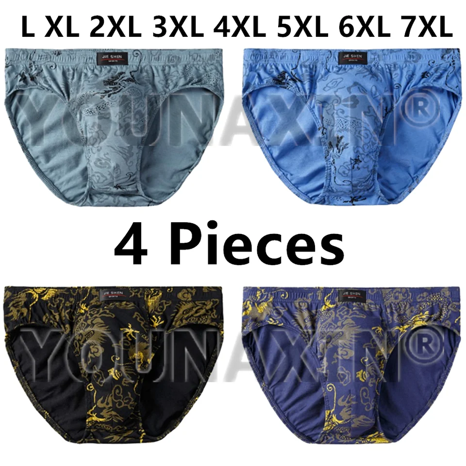 4 ks Muži plus veľkosti bavlnené nohavičky nohavičky nohavičky nohavičky stredného veku a staršie spodné spodné prádlo l xl 2xl 3xl 4xl 5xl 6xl 7xl