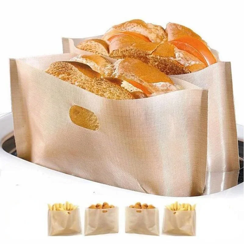 4 ks opakovane použiteľný hriankovač Non Stick Bread Bag Sandwich Bags Thach Toast Toast Mikrovlnné vykurovacie náradie