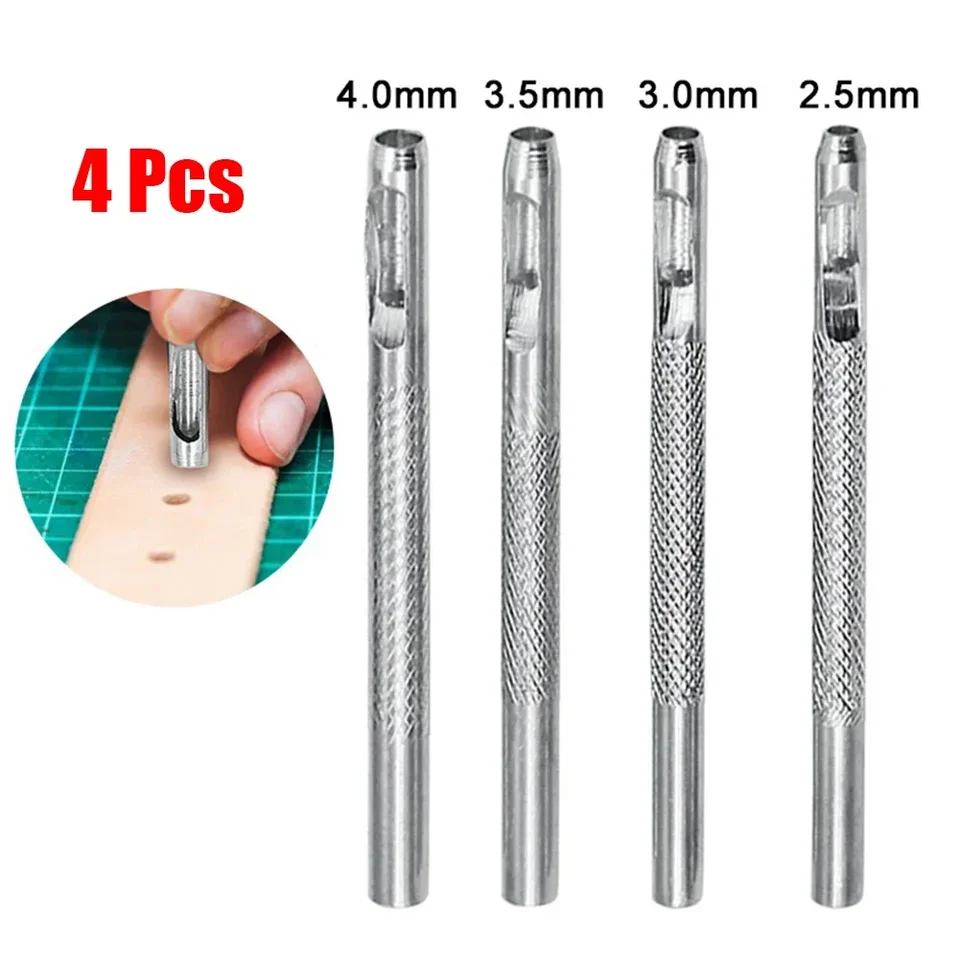 4 ks opaskové diery dierovače Vysoko kvalitné okrúhle ústa DIY kožené remeselnícke diery 1 mm-10 mm Punch Plastové gumové náradie