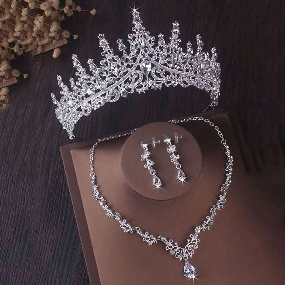4 ks/set Luxusné korunové náhrdelníky Náušnice Set Elegantné Svadobné festivalové festivaly Strav