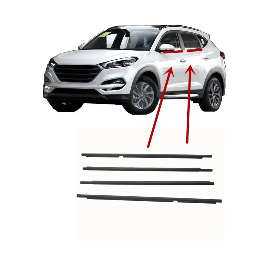 4 kusy chrómované okenné gumové sklo Protector pre Hyundai Tucson 2014-2018 82210-F8010 Vonkajší pásový pás