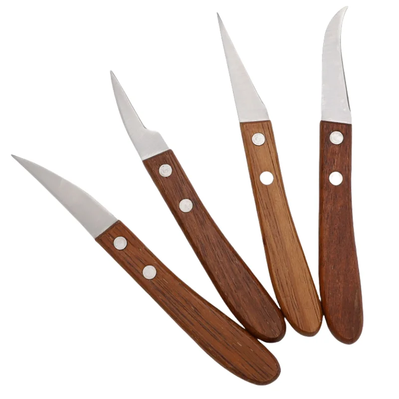 4 kusy Drevené ovocné vyrezávané nože reštaurácia kuchári Knife Kuchynská zeleninová rezbárska nôž