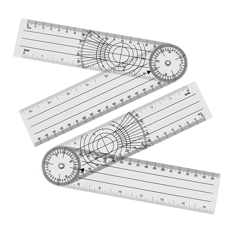 4 kusy Goniometer Fyzioterapia 360 stupňov rotácie PhVC fyzioterapie PVC pre fyzioterapiu, športovú terapiu