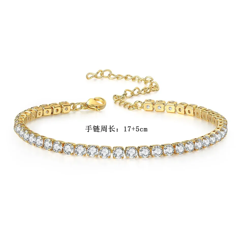 4 mm kubický zirkónia biely tenisový chokers náhrdelník pre ženy Men Zlato strieborná farba náhrdelník retiazka Cz reťaz Homme šperky veľkoobchod