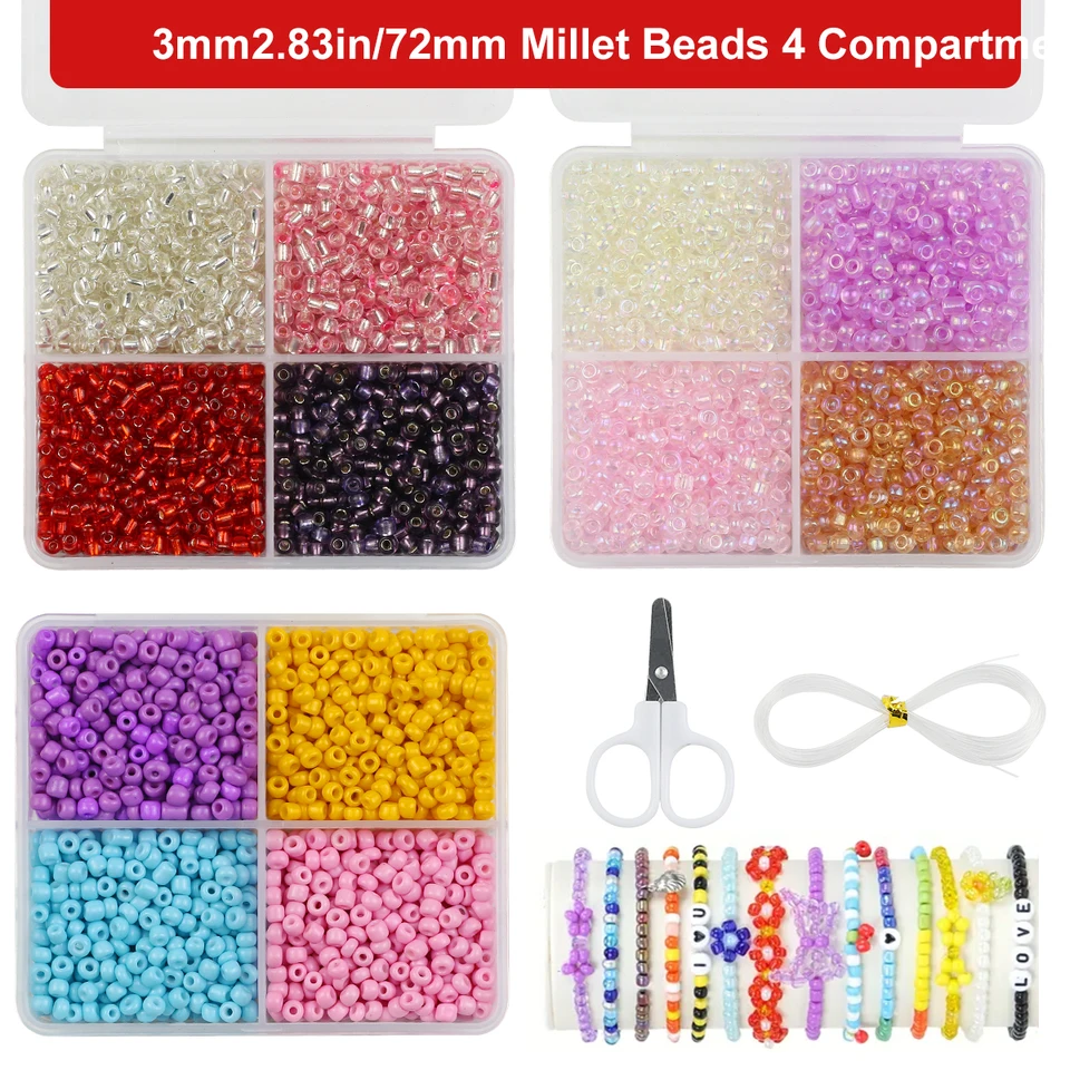 4 mriežky Multicolor Acryl Small Ryžová korálková súprava sklenené spacer Loose Petry pre šperky DIY náramky náramky Príspevok 3 mm 1720ks