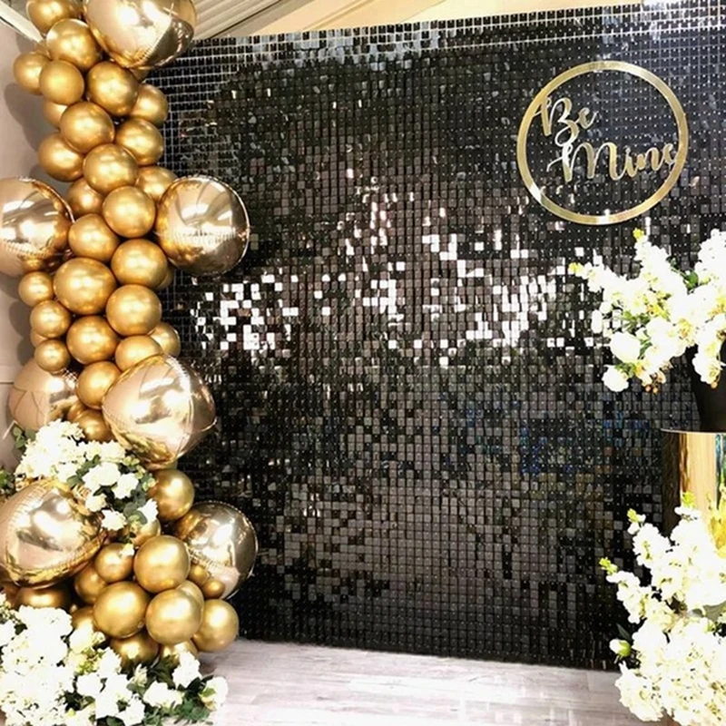 4 Pack Party Glitter Foil Curtain Pozadie dekorácie Strieborné ružové zlato Závesť na narodeniny Svadobná párty pozadie